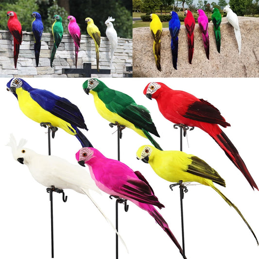 PALIFEUR Fake Parrot, 10 x 0.4 Inch Realistic Artificial Birds Model, Fade Birds for Garden Patio Yard Lawns V1189-LWWAL-20260325-01065