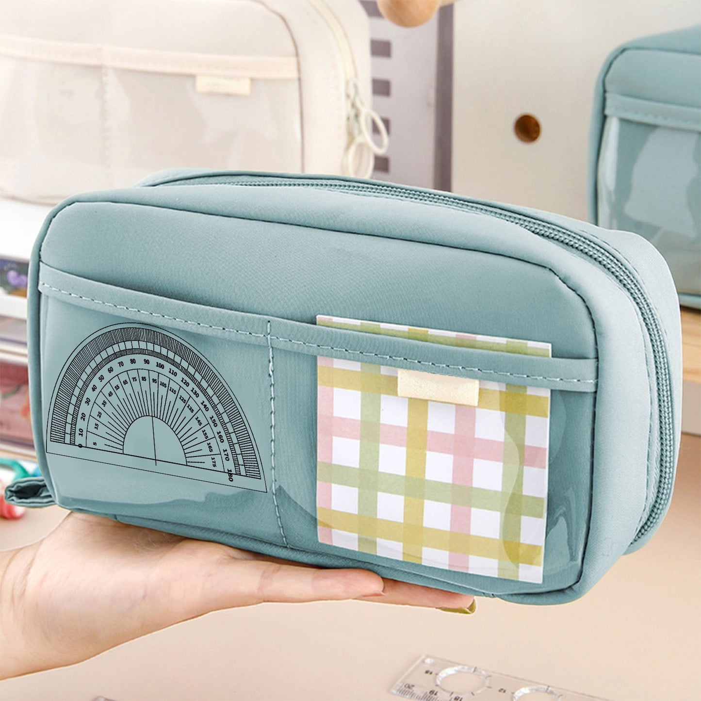 PALIFEUR Pencil Case Large Capacity Pencil Pouch, Multi-layer Aesthetic Pen Bag, Sturdy Multifunctional V1189-LWWAL-20260325-01137