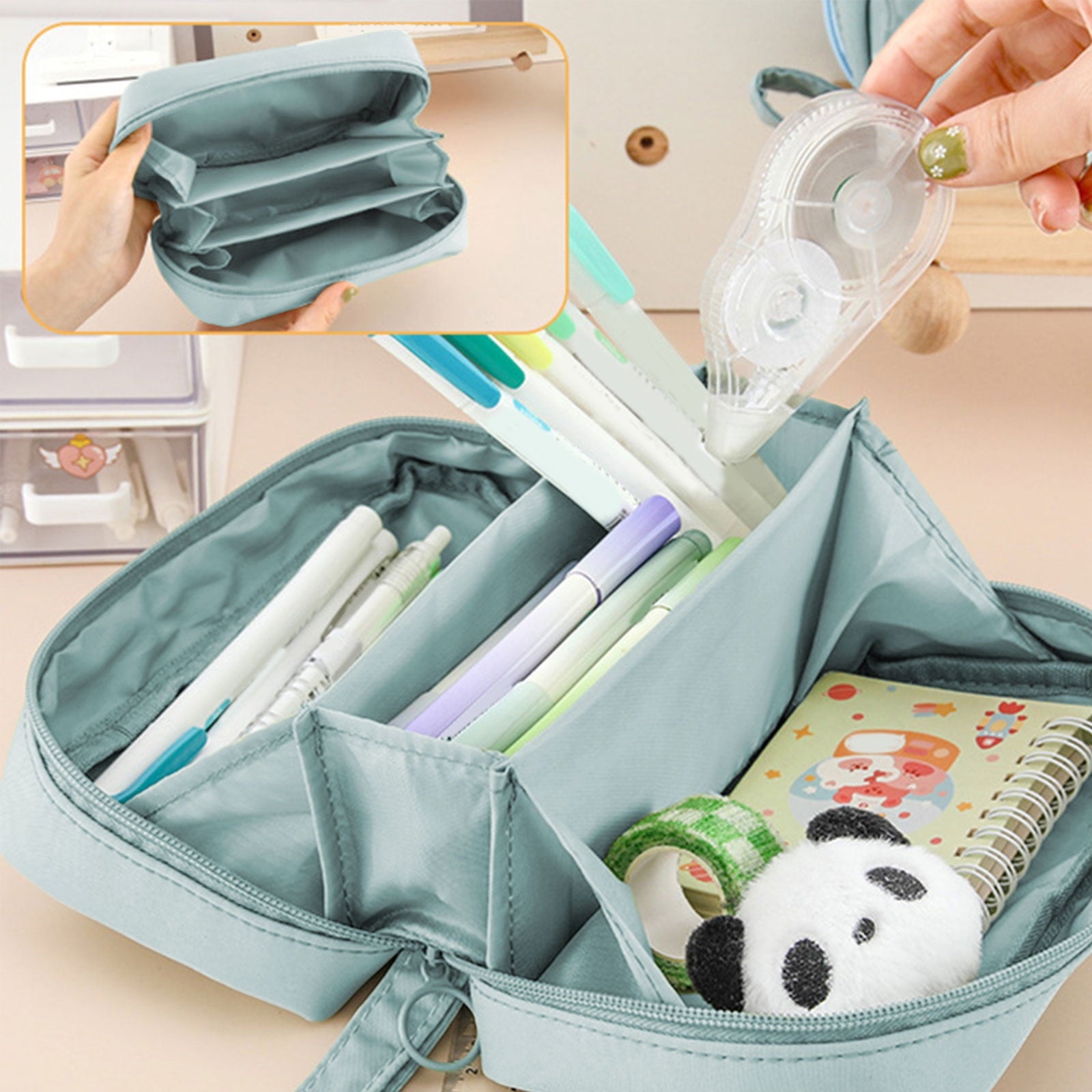 PALIFEUR Pencil Case Large Capacity Pencil Pouch, Multi-layer Aesthetic Pen Bag, Sturdy Multifunctional V1189-LWWAL-20260325-01137