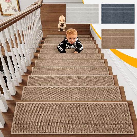 PALIFEUR Stair Treads for Wooden Steps, Soft Stair Treads, 8 x 30 Inch Reusable Carpet Stair Treads, Washable V1189-LWWAL-20260325-01167