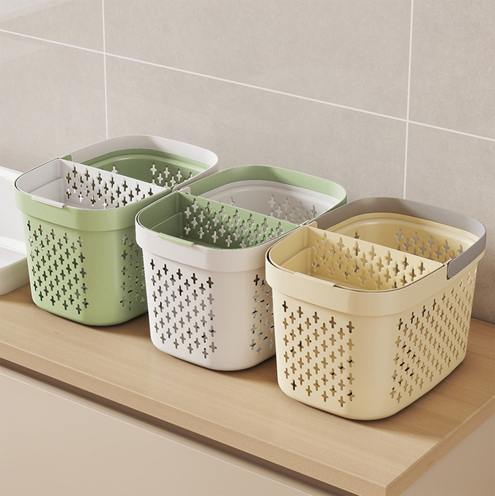 Xuniizn Plastic Shower Caddy Portable Bucket, Cleaning Shower Basket with Handle Compartments Storage V1189-LWWAL-20260325-01273