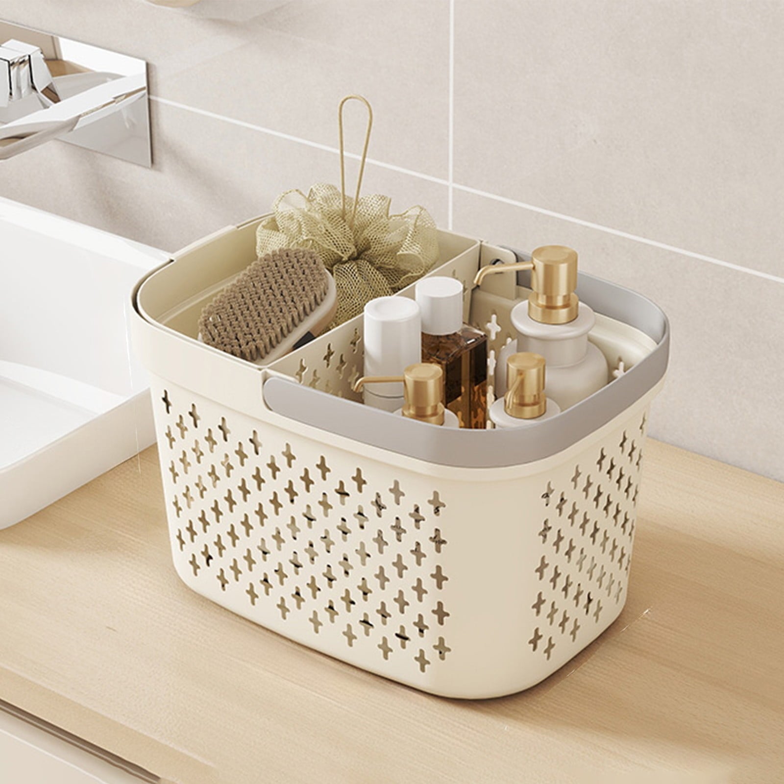 Xuniizn Plastic Shower Caddy Portable Bucket, Cleaning Shower Basket with Handle Compartments Storage V1189-LWWAL-20260325-01273