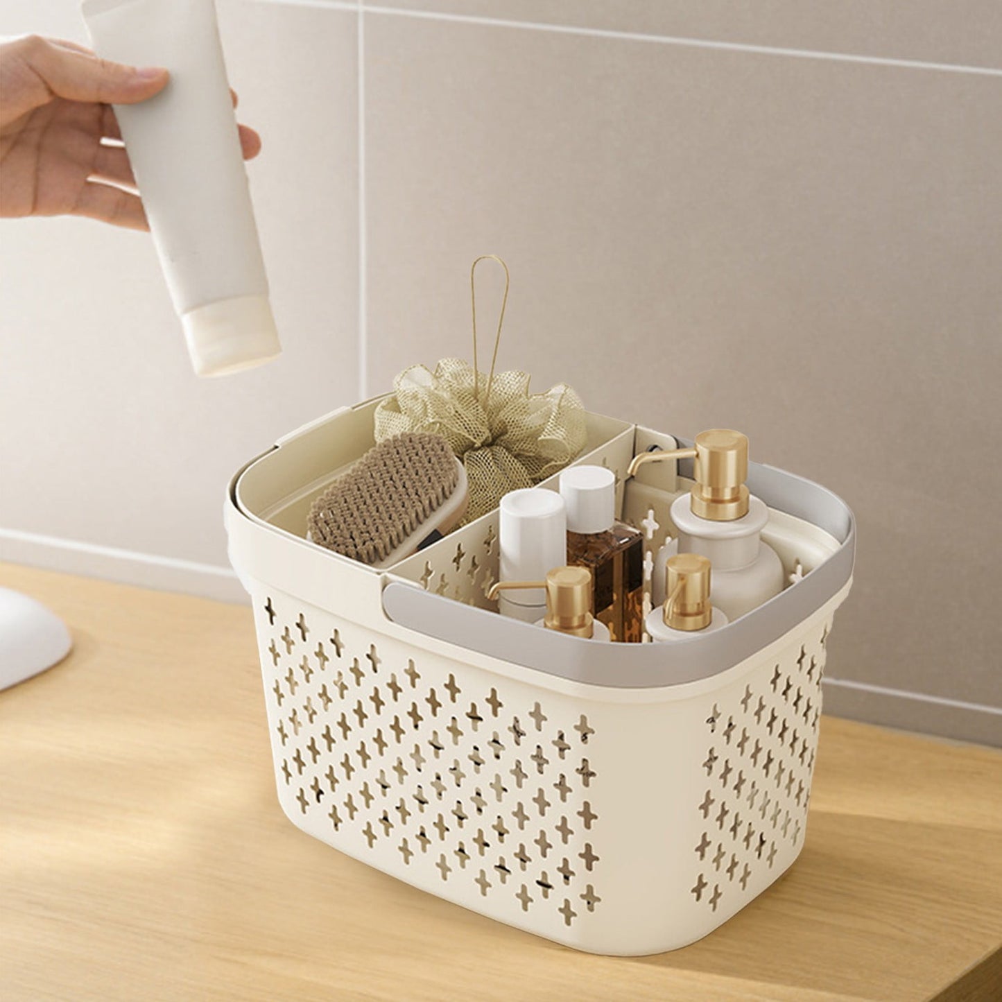 Xuniizn Plastic Shower Caddy Portable Bucket, Cleaning Shower Basket with Handle Compartments Storage V1189-LWWAL-20260325-01273