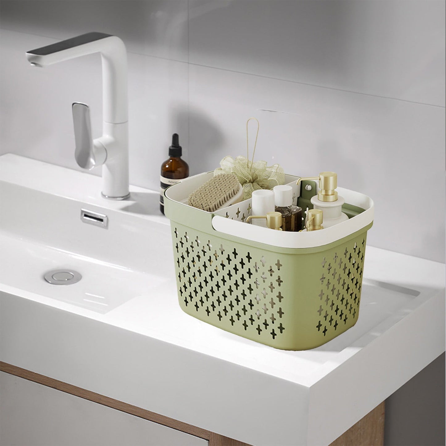 Xuniizn Plastic Shower Caddy Portable Bucket, Cleaning Shower Basket with Handle Compartments Storage V1189-LWWAL-20260325-01274
