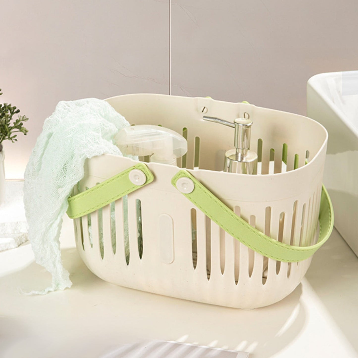 Xuniizn Plastic Shower Caddy Portable Bucket, Cleaning Shower Basket with Handle Compartments Storage V1189-LWWAL-20260325-01277