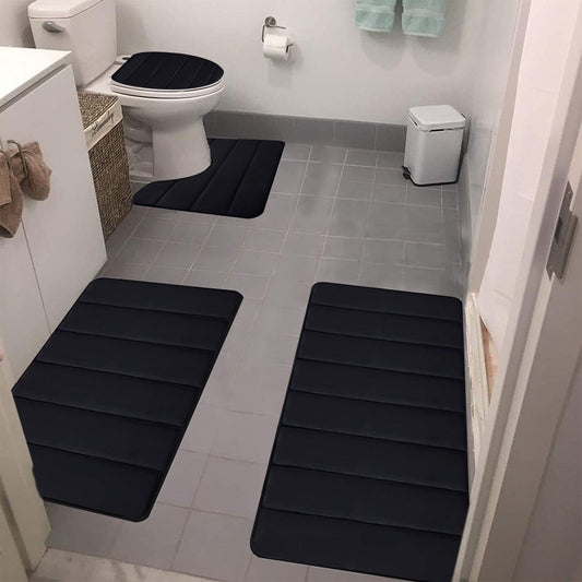 Xuniizn Bathroom Rugs Sets 4 Piece, Bath Mat Set and Oval Toilet Base with Rubber Backing, Plush Absorbent V1189-LWWAL-20260325-01314
