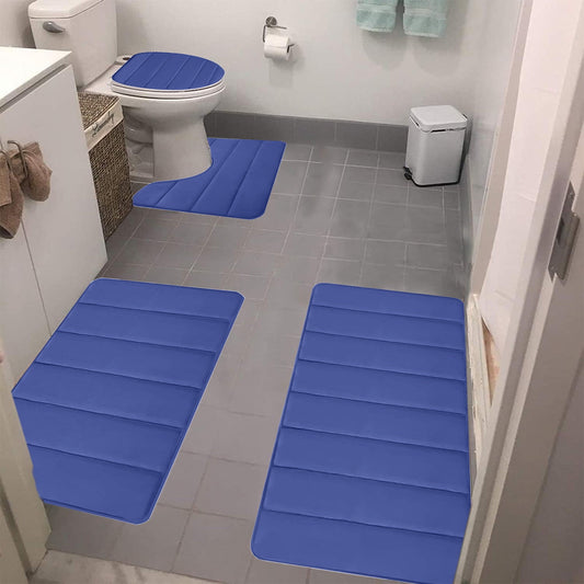 Xuniizn Bathroom Rugs Sets 4 Piece, Bath Mat Set and Oval Toilet Base with Rubber Backing, Plush Absorbent V1189-LWWAL-20260325-01315