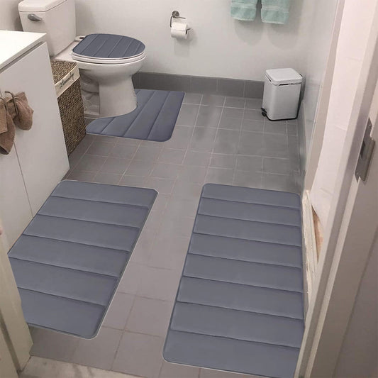 Xuniizn Bathroom Rugs Sets 4 Piece, Bath Mat Set and Oval Toilet Base with Rubber Backing, Plush Absorbent V1189-LWWAL-20260325-01316