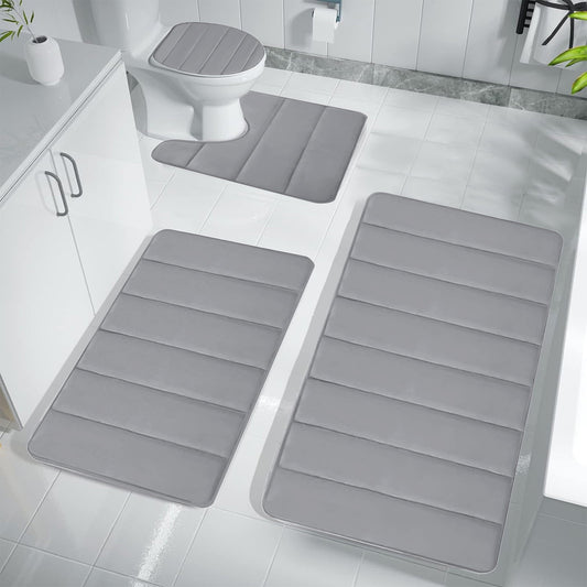 Xuniizn Bathroom Rugs Sets 4 Piece, Bath Mat Set and Oval Toilet Base with Rubber Backing, Plush Absorbent V1189-LWWAL-20260325-01317