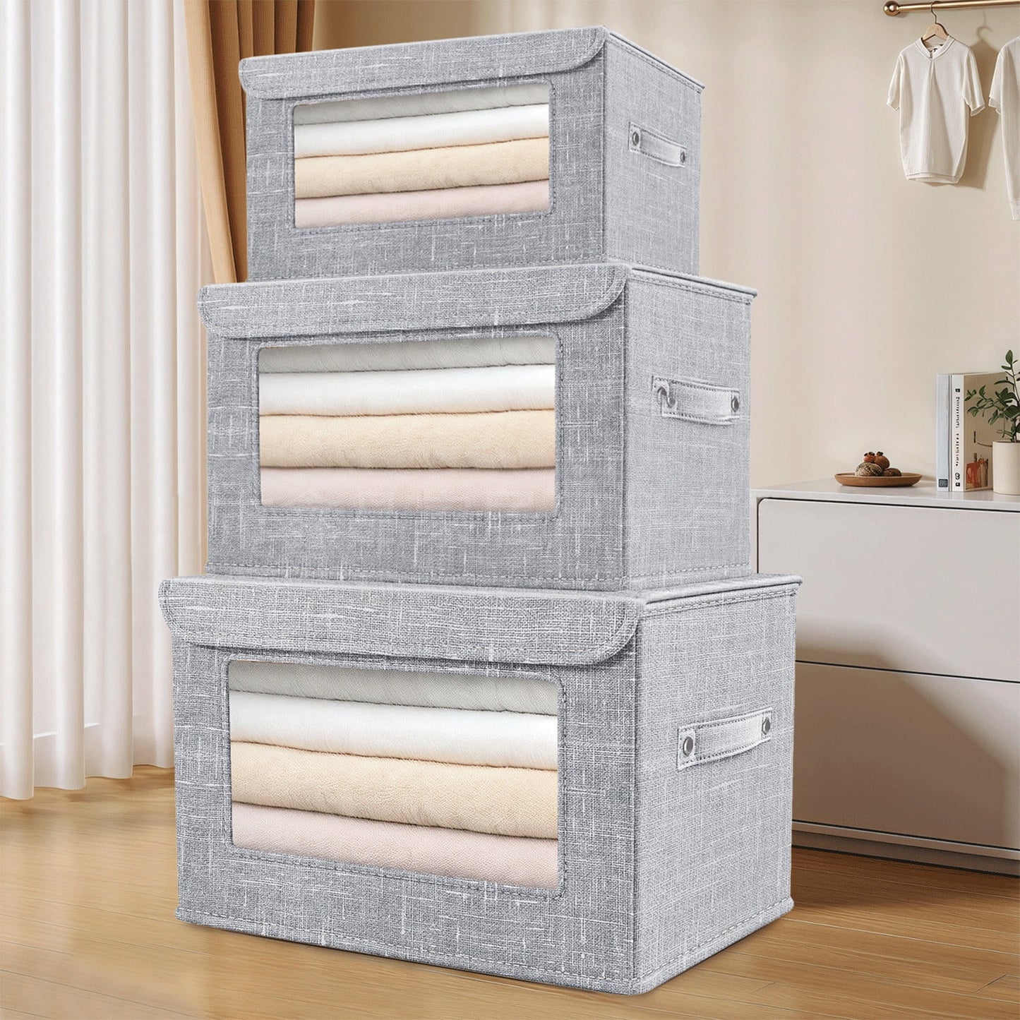 Wzzjkit Clothes Storage Bins, Foldable Storage Bin for Clothes, Clothing Storage Bins with Lid, Linen Storage V1189-LWWAL-20260325-01446
