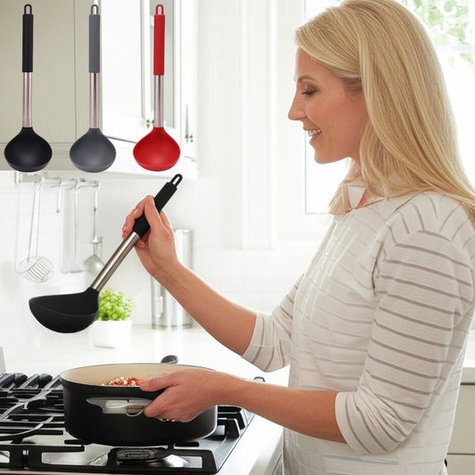 Tyidzon Kitchen Soup Ladle, Heat Resistant Silicone Ladle Lightweight Non Stick Kitchen Tools Spoons for V1189-LWWAL-20260325-01447