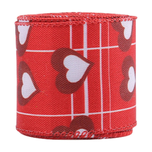 Wzzjkit Valentine Wired Ribbon Heart Love Themed Fabric Ribbons for Gifts Wrapping Crafts Wreath Bow V1189-LWWAL-20260325-01455