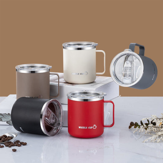 Insulated Coffee Mug with Handle & Lid - 17oz Stainless Steel Travel Tumbler, Double Wall Vacuum (Black) V1189-LWWAL-20260325-01468