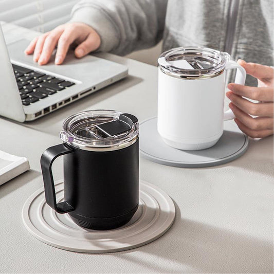 Insulated Coffee Mug with Handle & Lid - 17oz Stainless Steel Travel Tumbler, Double Wall Vacuum (Black) by V1189-LWWAL-20260325-01471