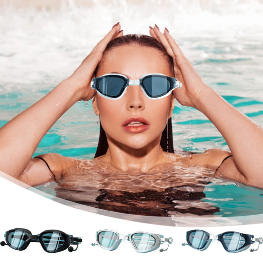 Large Frame Swim Goggles for Adults - Electroplated Anti-Fog HD Myopia Swimming Goggles with Adjustable Nose V1189-LWWAL-20260325-01545