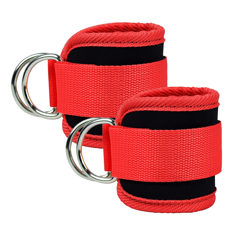 Billbianc Adjustable Polyester Ankle Straps for Cable Machine Kickbacks (2 Pack) Red V1189-LWWAL-20260325-01565