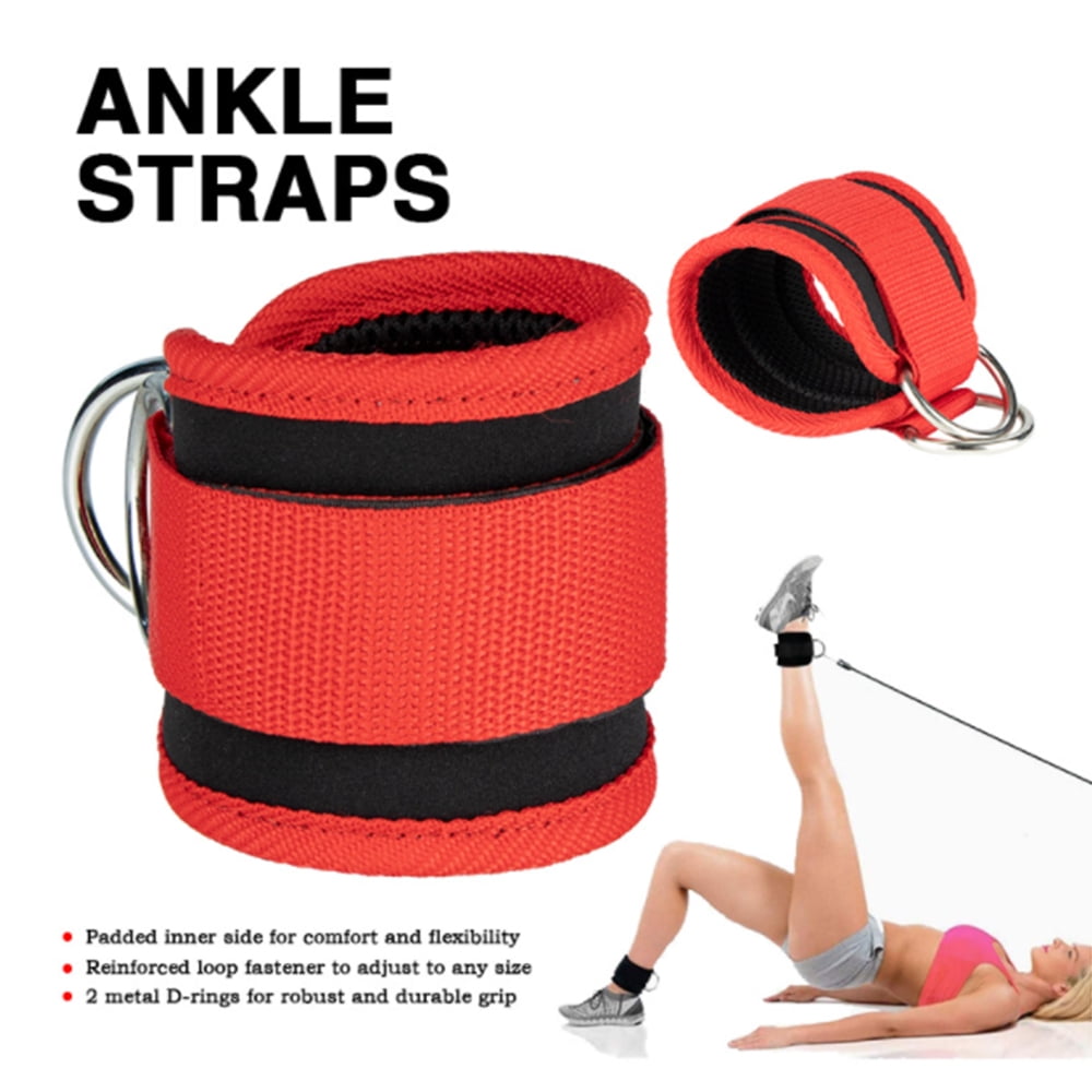 Billbianc Adjustable Polyester Ankle Straps for Cable Machine Kickbacks (2 Pack) Red V1189-LWWAL-20260325-01565