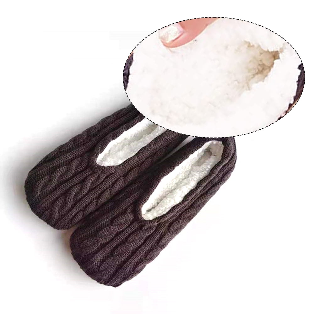 1Pairs Womens Thick & Warm Slipper Socks with Non Slip Grippers - House Socks,light pink dark grey V1189-LWWAL-20260325-01567