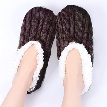 1Pairs Womens Thick & Warm Slipper Socks with Non Slip Grippers - House Socks,light pink dark grey V1189-LWWAL-20260325-01567