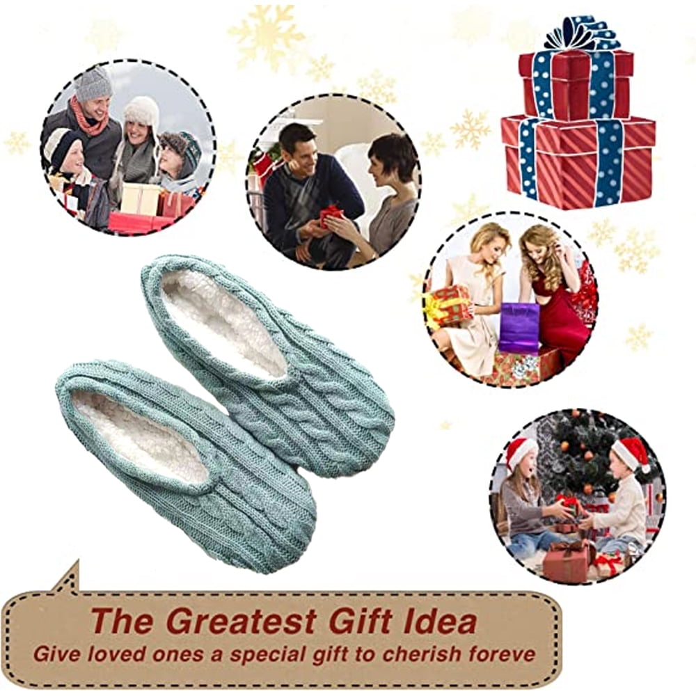 1Pairs Womens Thick & Warm Slipper Socks with Non Slip Grippers - House Socks,light pink light blue V1189-LWWAL-20260325-01568