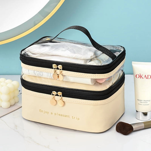 Meiyuuo Makeup Bag Cosmetic Bag Travelling Double Layer Make Up Bag Organizer Medium Case for Women Girls V1189-LWWAL-20260325-01624