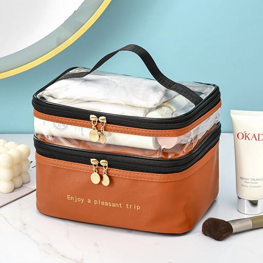 Meiyuuo Makeup Bag Cosmetic Bag Travelling Double Layer Make Up Bag Organizer Medium Case for Women Girls V1189-LWWAL-20260325-01627