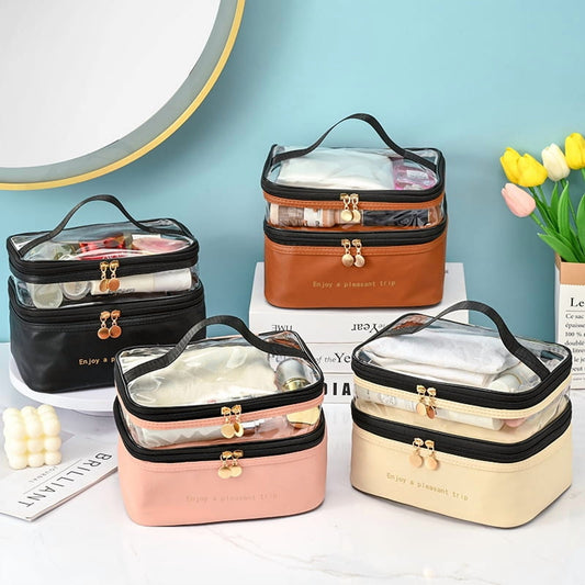 Meiyuuo Makeup Bag Cosmetic Bag Travelling Double Layer Make Up Bag Organizer Medium Case for Women Girls V1189-LWWAL-20260325-01627