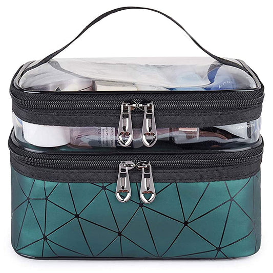 Meiyuuo Makeup Bag Cosmetic Bag Travelling Double Layer Make Up Bag Organizer Medium Case for Women Girls V1189-LWWAL-20260325-01630