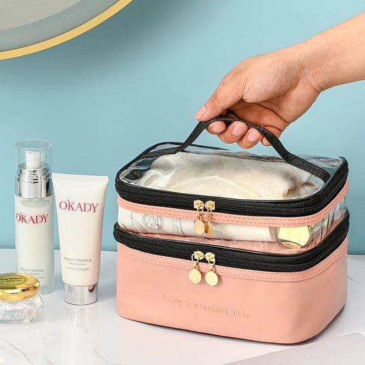 Meiyuuo Makeup Bag Cosmetic Bag Travelling Double Layer Make Up Bag Organizer Medium Case for Women Girls V1189-LWWAL-20260325-01631