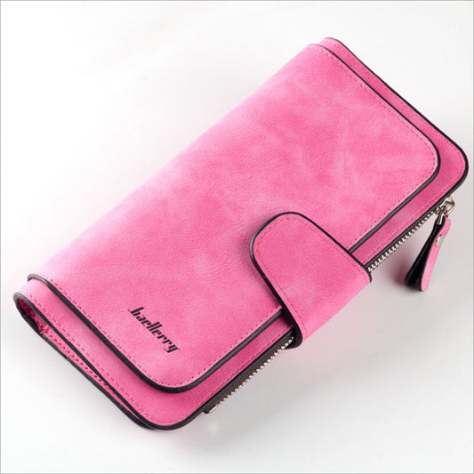Women Lady Leather Trifold Card Wallet Clutch Checkbook Handbag Zip Purse Card Phone Holder Long Design Lady V1189-LWWAL-20260325-01655