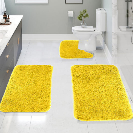 Under $5 Tyidzon Bathroom Rugs Solid Color Bath Mats 3 Set Bath Mats for bathroom Toilet Mats Universal Soft V1189-LWWAL-20260325-01656