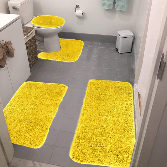 Under $5 Tyidzon Bathroom Rugs Solid Color Bath Mats 3 Set Bath Mats for bathroom Toilet Mats Universal Soft V1189-LWWAL-20260325-01658