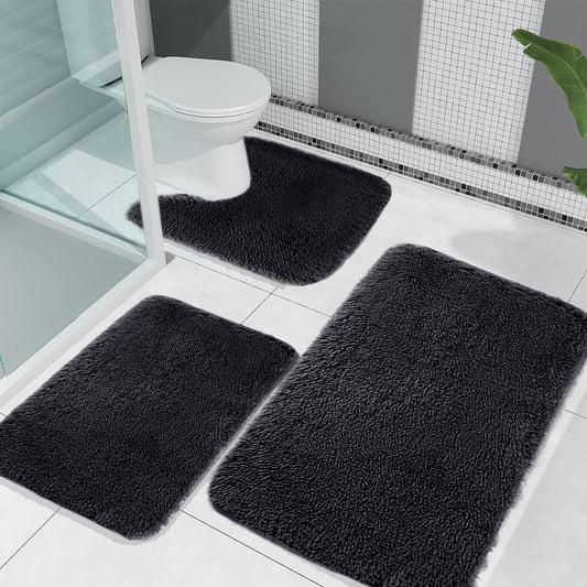 Under $5 Tyidzon Bathroom Rugs Solid Color Bath Mats 3 Set Bath Mats for bathroom Toilet Mats Universal Soft V1189-LWWAL-20260325-01662