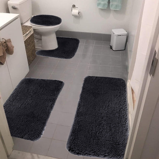 Under $5 Tyidzon Bathroom Rugs Solid Color Bath Mats 3 Set Bath Mats for bathroom Toilet Mats Universal Soft V1189-LWWAL-20260325-01664