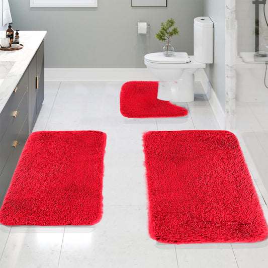 Under $5 Tyidzon Bathroom Rugs Solid Color Bath Mats 3 Set Bath Mats for bathroom Toilet Mats Universal Soft V1189-LWWAL-20260325-01669