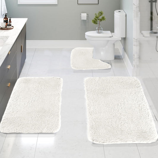 Under $5 Tyidzon Bathroom Rugs Solid Color Bath Mats 3 Set Bath Mats for bathroom Toilet Mats Universal Soft V1189-LWWAL-20260325-01672