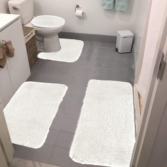 Under $5 Tyidzon Bathroom Rugs Solid Color Bath Mats 3 Set Bath Mats for bathroom Toilet Mats Universal Soft V1189-LWWAL-20260325-01674
