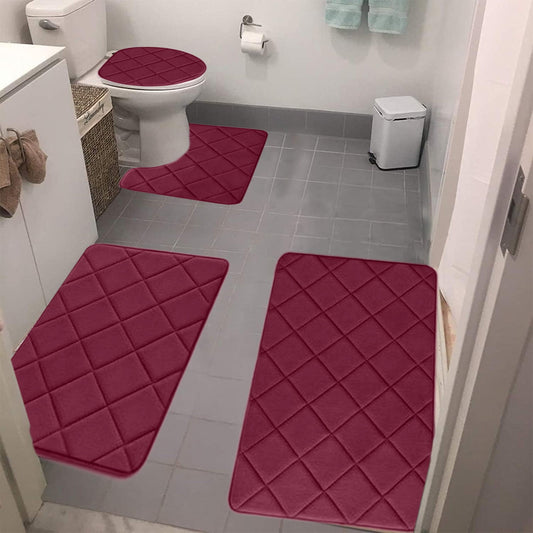 Clearance Tyidzon Bathroom Rugs 4 Piece Ultra Soft & Non-Slip Memory Foam Bath Mats for Bathroom, Absorbent V1189-LWWAL-20260325-01698