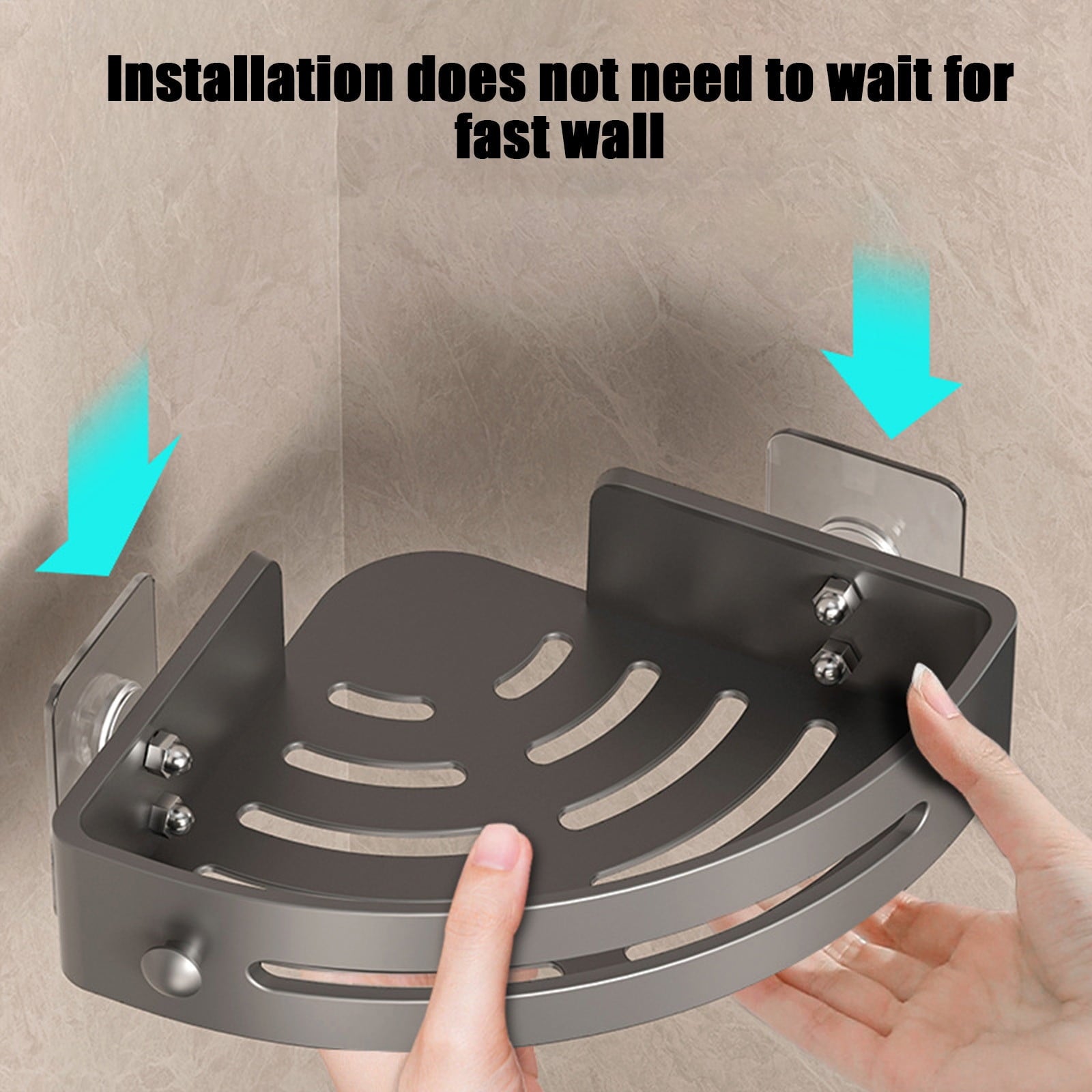 Tyidzon Bathroom Corner Shelf Gray Wall Mounted Corner Shower Caddy Kitchen Corner Shelves No Drill Shower V1189-LWWAL-20260325-01707