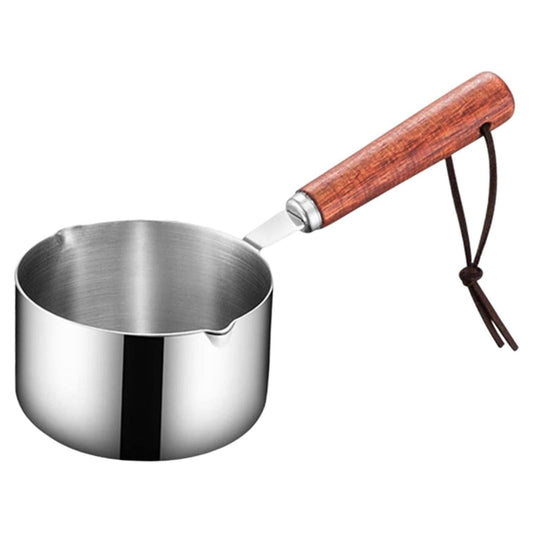 Bakeware Clearance! JWDX Oil Pouring Pot 80Ml, Stainless Steel Pan Mini Milk Warmer Pot Soup Pan with Wooden V1189-LWWAL-20260325-01719