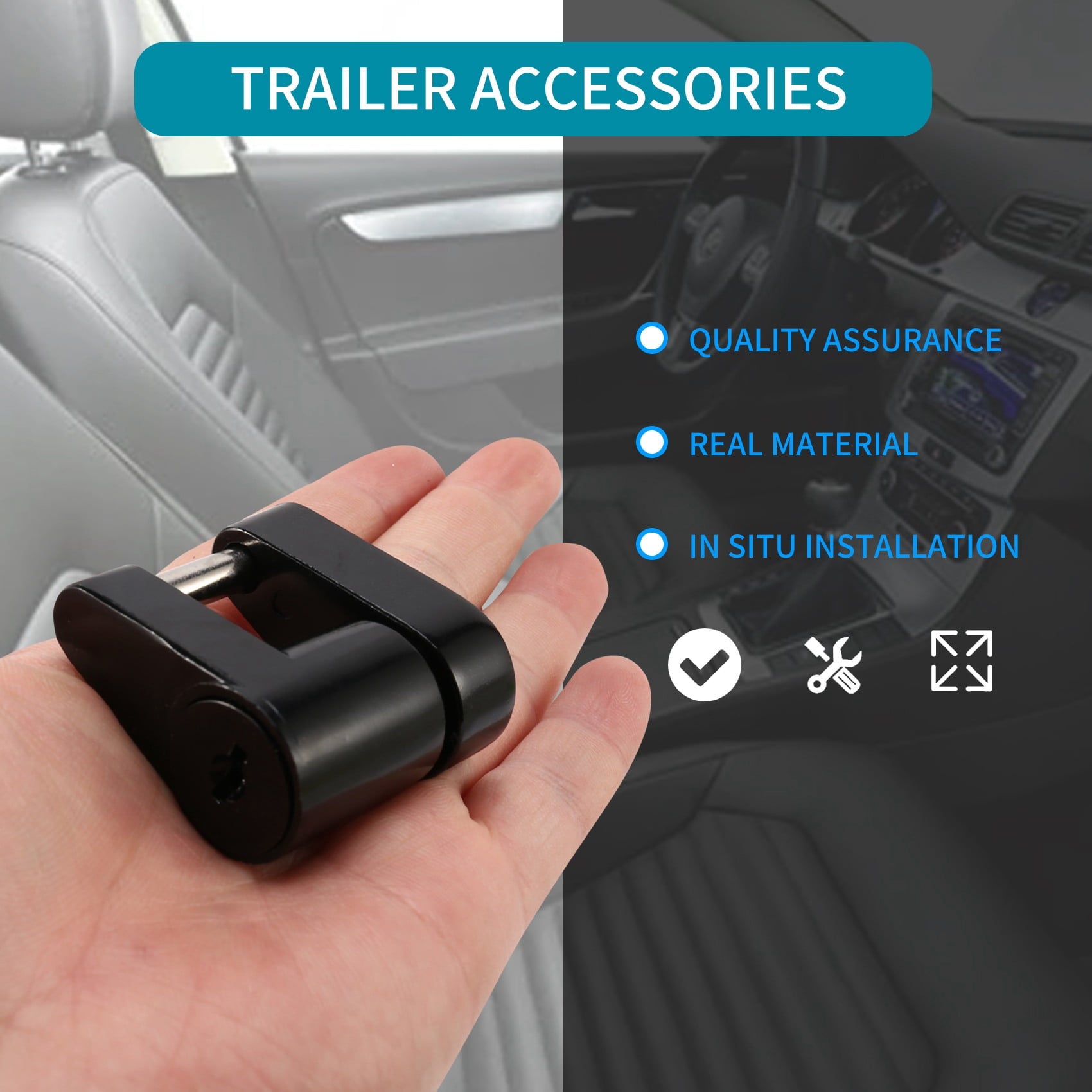 2 Set Trailer Hitch Coupler Lock Trailer Coupler Padlock 1/4 Inch Hitch Pin 3/4 Coupler Span for Truck V1189-LWWAL-20260325-01808