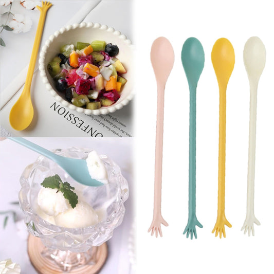 Made of Plastic, 4 Spoons Once for All Sale! Long Handle Spoons Latte Machiatto Tall Iced Tea Ice Sundae V1189-LWWAL-20260325-01839