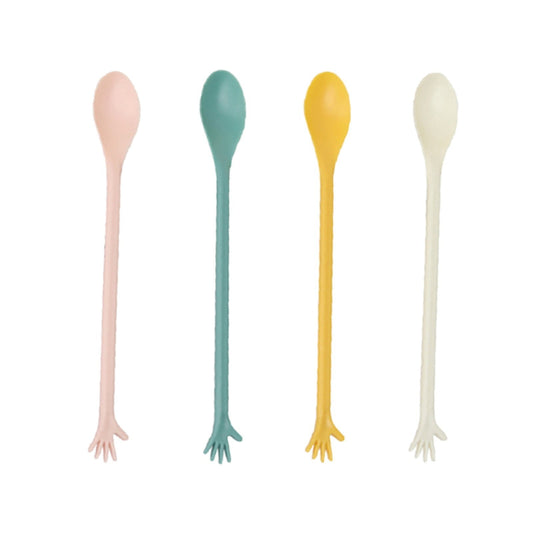 Made of Plastic, 4 Spoons Once for All Sale! Long Handle Spoons Latte Machiatto Tall Iced Tea Ice Sundae V1189-LWWAL-20260325-01839