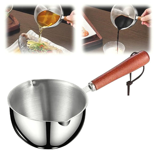 JWDX Cooking Utensils Clearance, Stainless Hot Oil Pot with Wooden Handle New Oil Pot Container for Kitchen V1189-LWWAL-20260325-01872