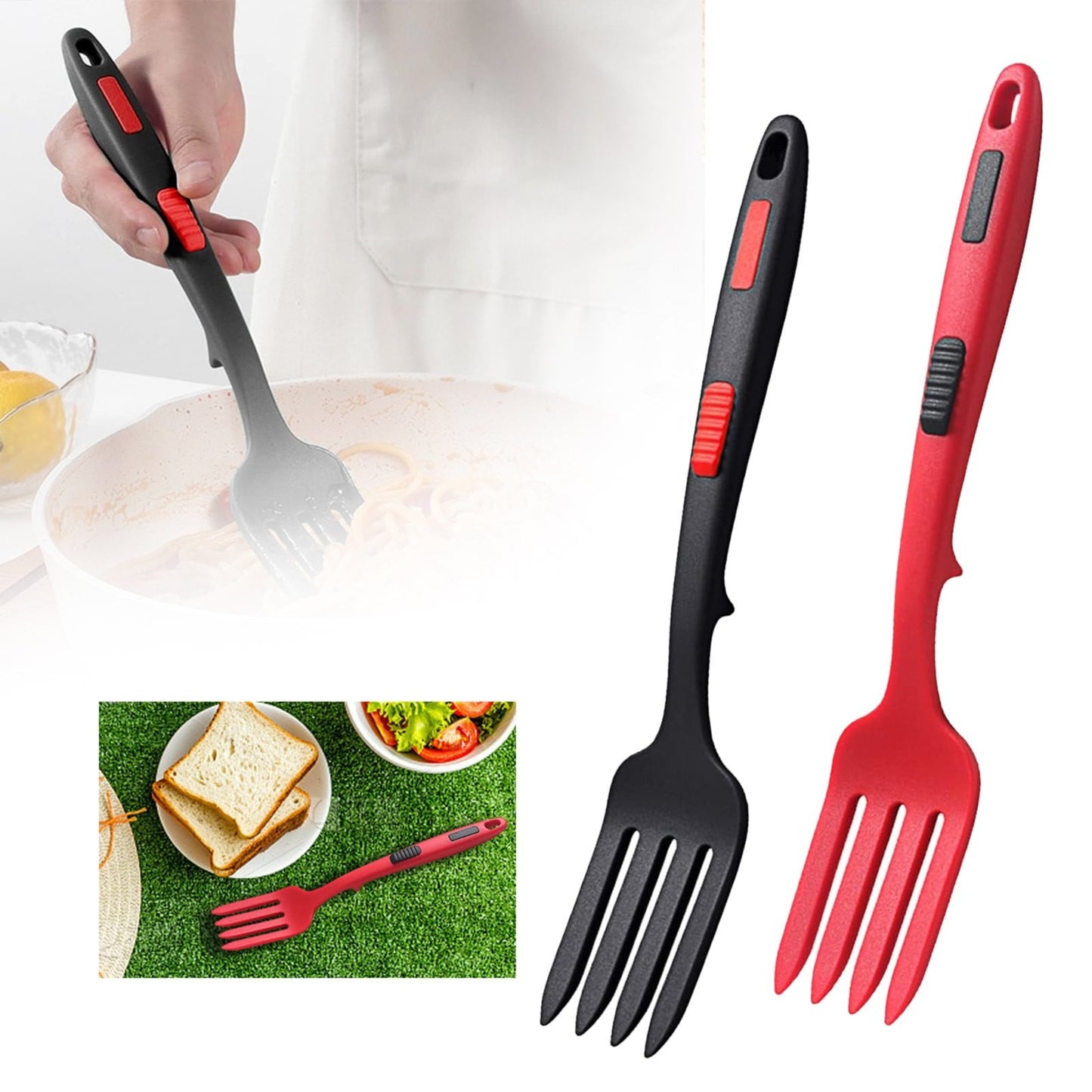 JWDX Cooking Utensils Clearance, 2Pcs Silicone Flexible Fork Heat Cooking Fork Tools Dishwasher Kitchen Fork V1189-LWWAL-20260325-01949