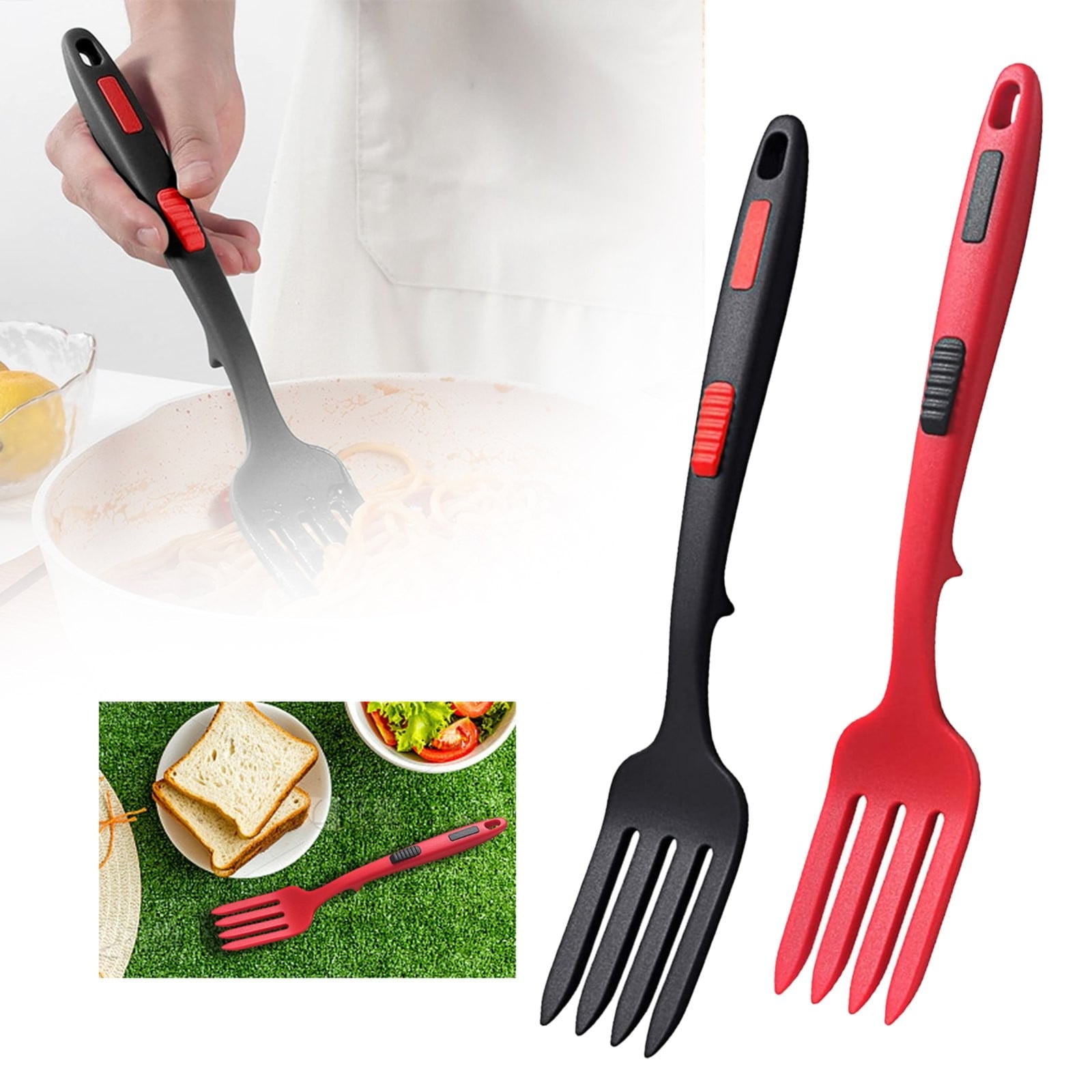 JWDX Cooking Utensils Clearance, 2Pcs Silicone Flexible Fork Heat Cooking Fork Tools Dishwasher Kitchen Fork V1189-LWWAL-20260325-01949