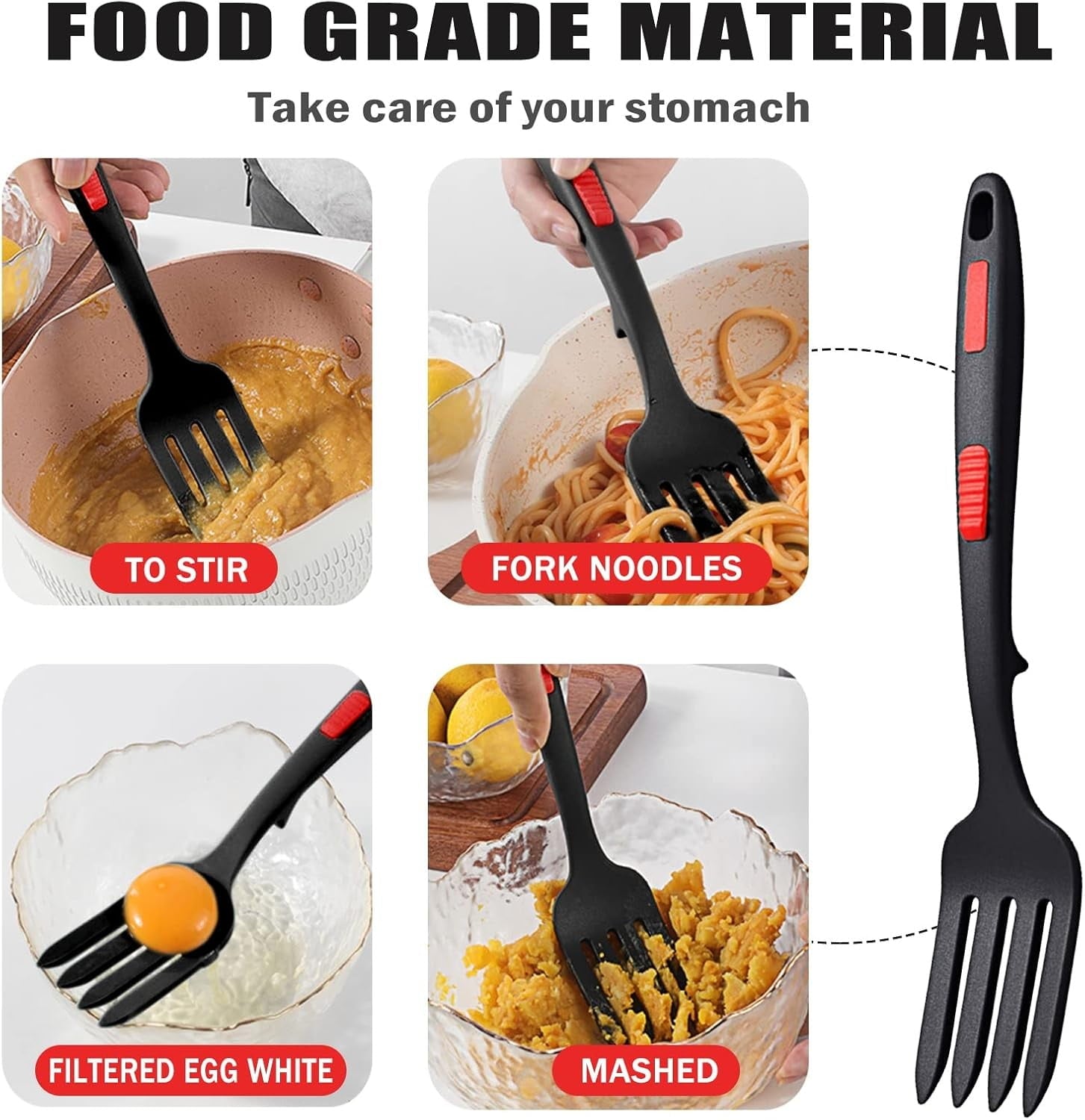 JWDX Cooking Utensils Clearance, 2Pcs Silicone Flexible Fork Heat Cooking Fork Tools Dishwasher Kitchen Fork V1189-LWWAL-20260325-01949