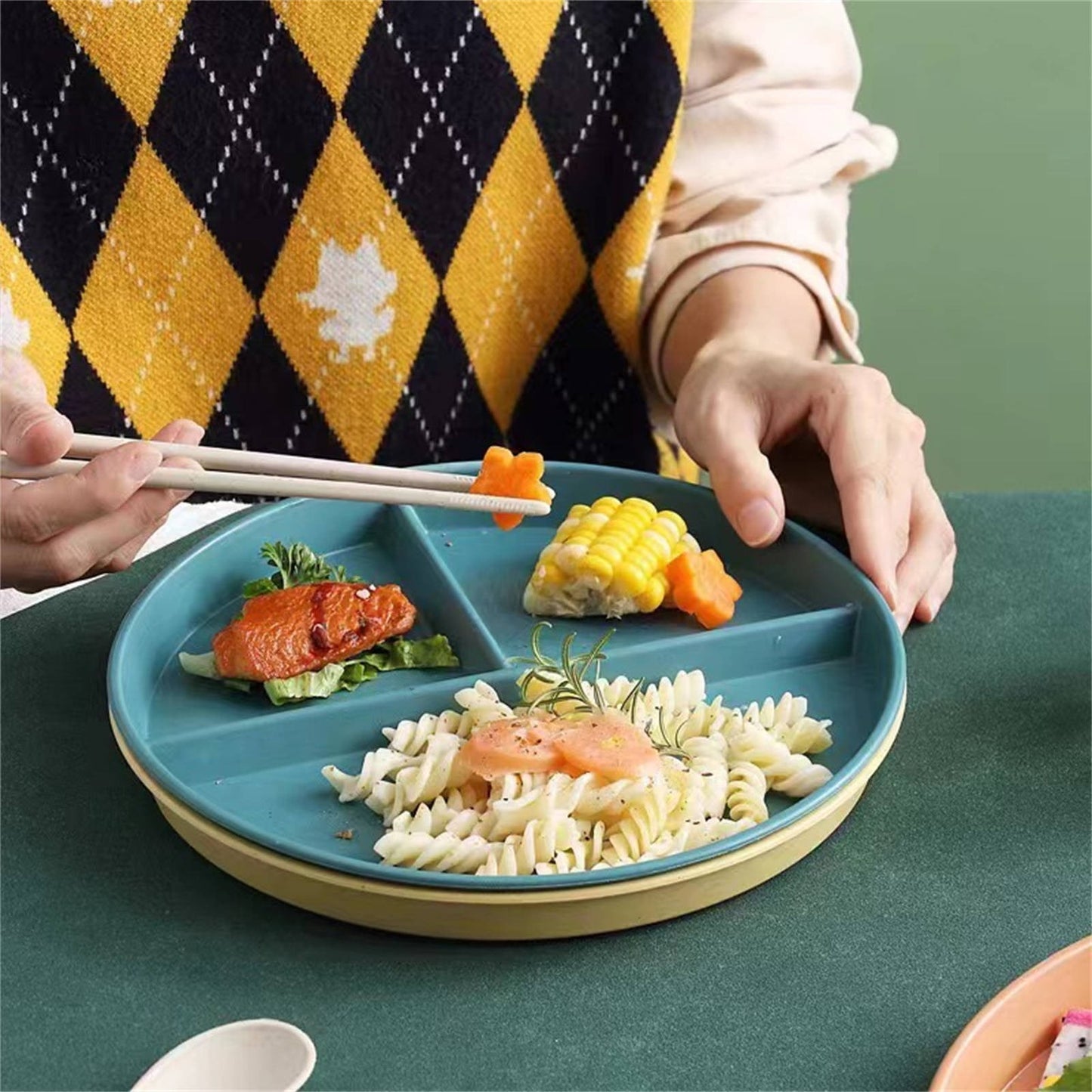 JWDX Tableware Clearance, Wheat Plates for Adults Reusable Dinnerware Set Kids Divided Plate Bariatric V1189-LWWAL-20260325-01961