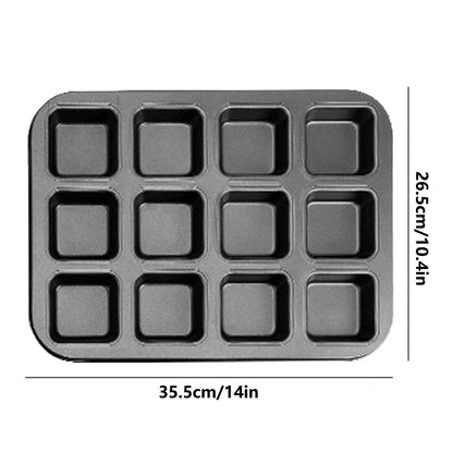 JWDX Non-Stick Pan Clearance, 12 Cup Square Baking Pan Non Stick Baking Pan Bread Plaid Cake Baking Tools As V1189-LWWAL-20260325-01975