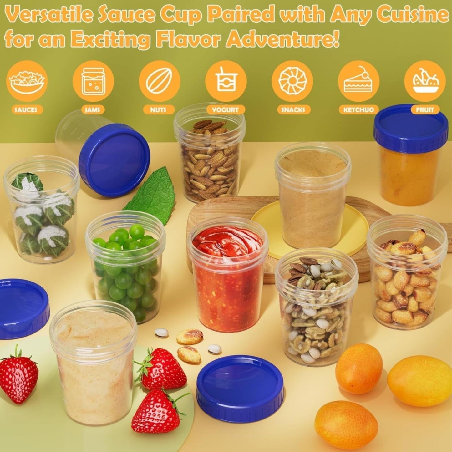 JWDX Food Storage Clearance, 4 Ounce Dressing Container Leak Proof Seasoning Container with Lid Reusable V1189-LWWAL-20260325-01988